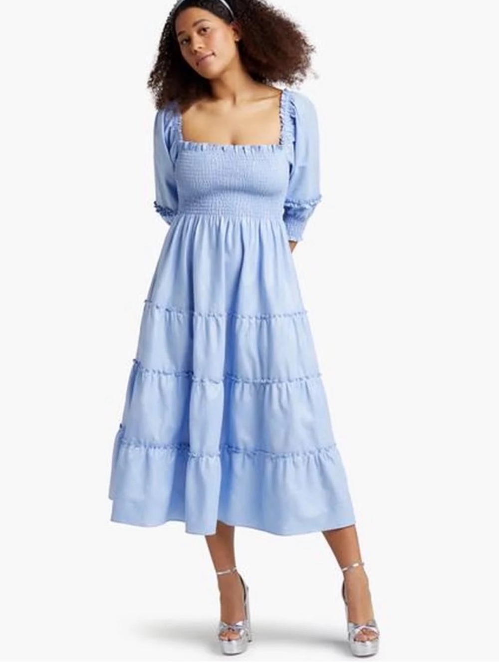 Hill House Nesli Nap Dress Light Blue Shimmer Check